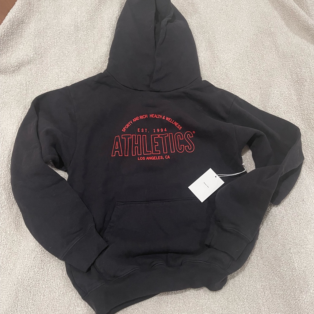 Sporty And Rich Athletics Hoodie In Faded Black